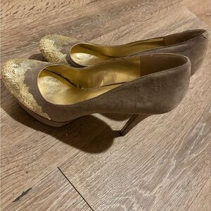 Nine West Gold and Brown Heels